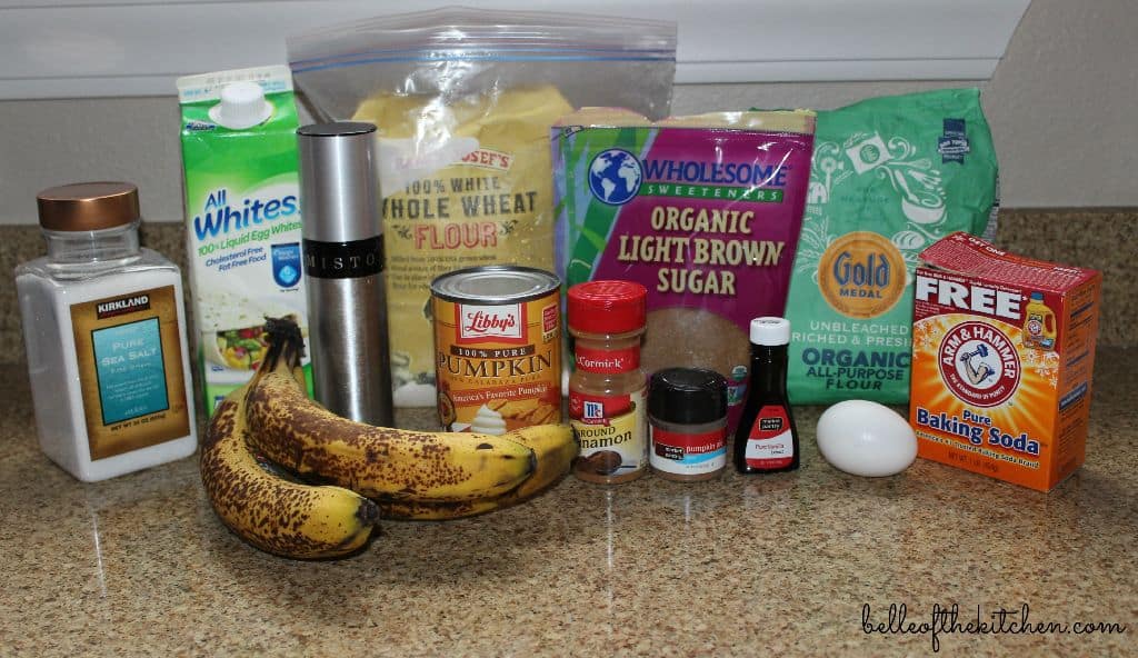 ingredients for pumpkin muffins on a counter