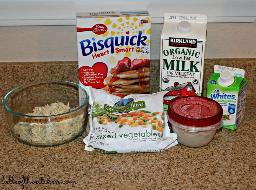 ingredients for chicken pot pie on a counter