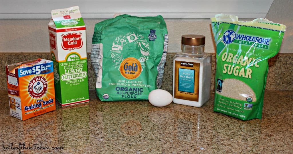 ingredients for pancakes on a counter