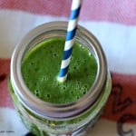 a green smoothie in a jar