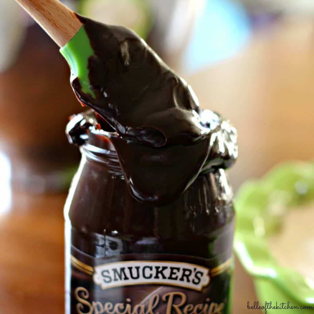 a jar of chocolate sauce