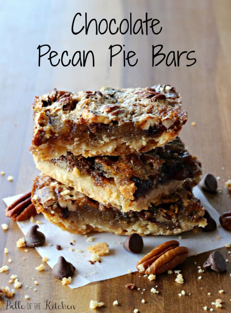 These easy chocolate pecan pie bars are made extra special with caramel sau...