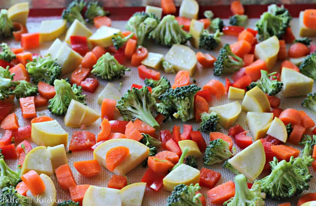 a sheet pan full of veggies