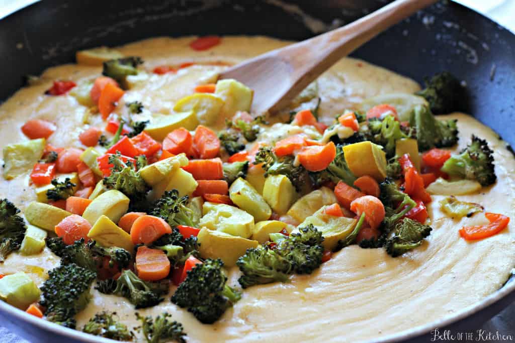 veggies in a pan with cheese