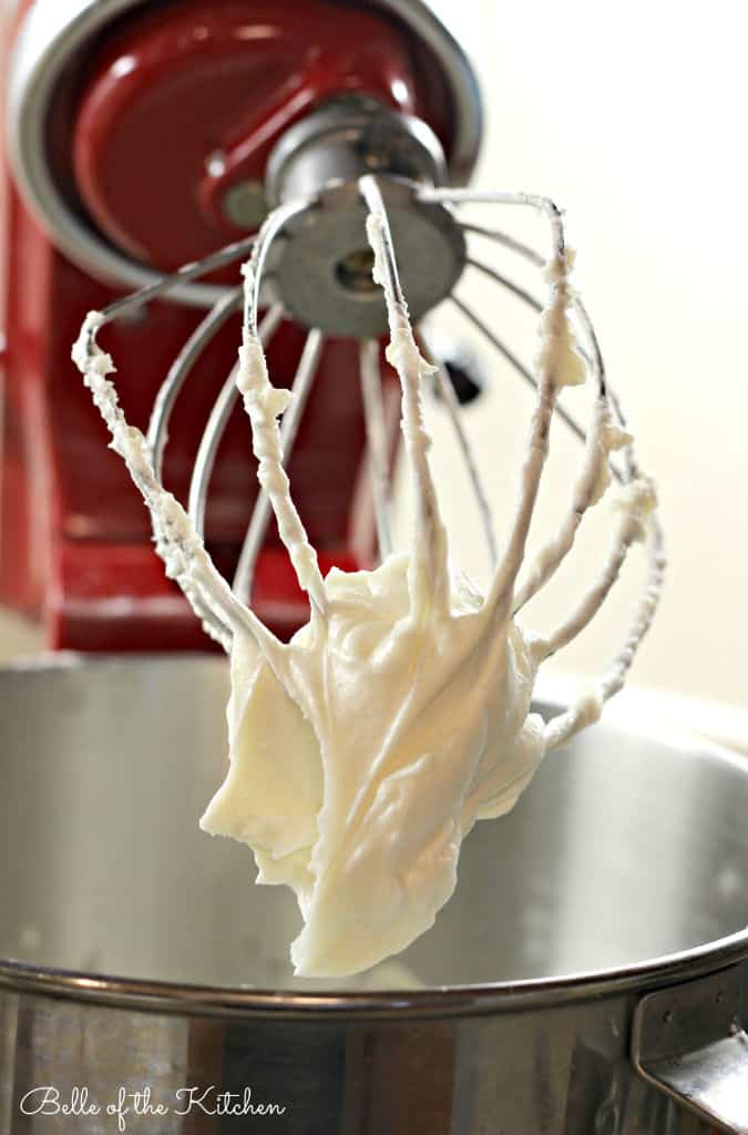 Buttercream frosting on a mixer 