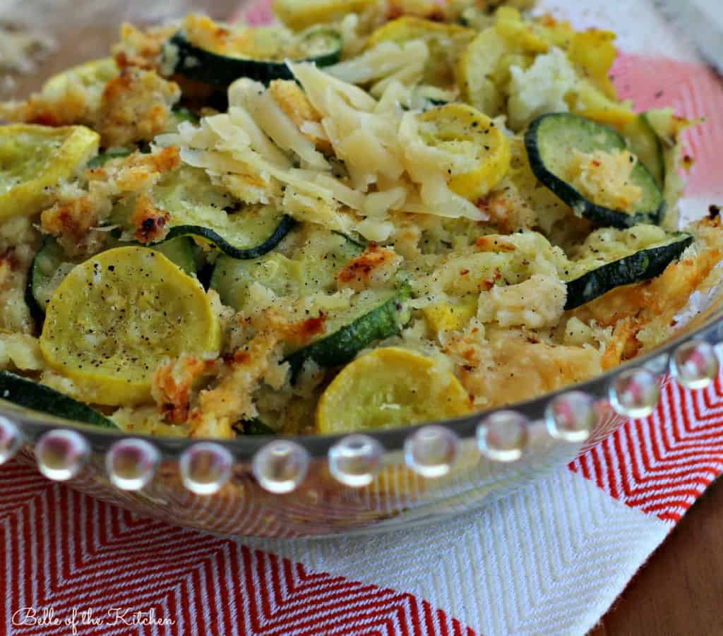 A bowl of sliced zucchini and squash 