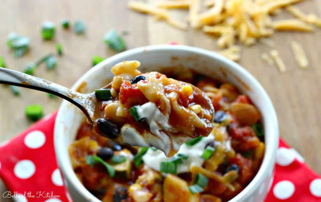 a bowl of vegetarian chili