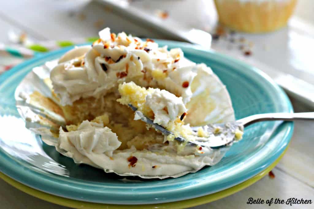 a fork digging into a cupcake