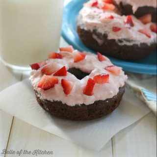 Belle of the Kitchen | Chocolate Donuts with Strawberry Frosting
