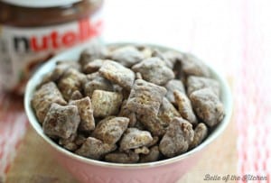 A close up of a bowl of Puppy chow