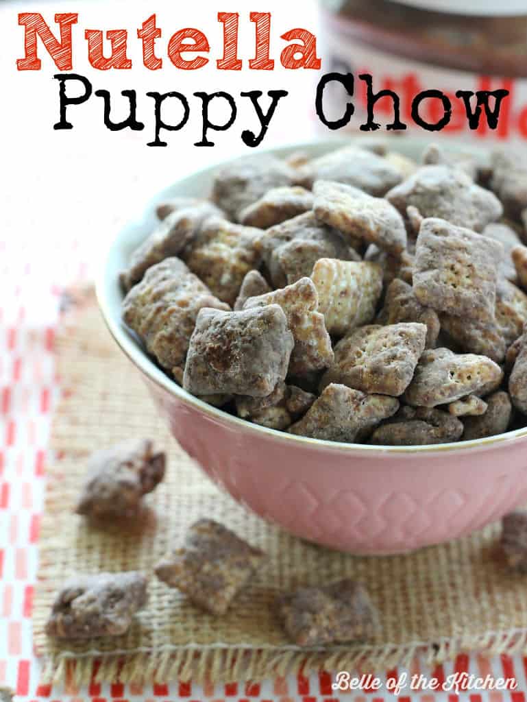 A close up of a bowl of Nutella puppy chow