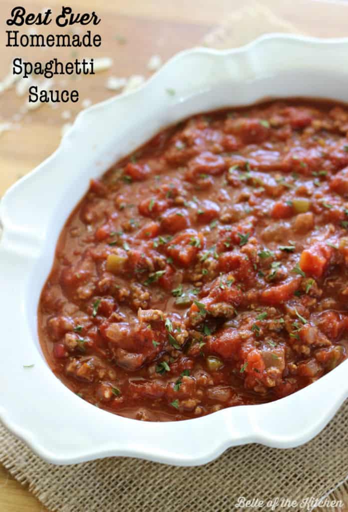 Best Ever Homemade Spaghetti Sauce - Belle of the Kitchen