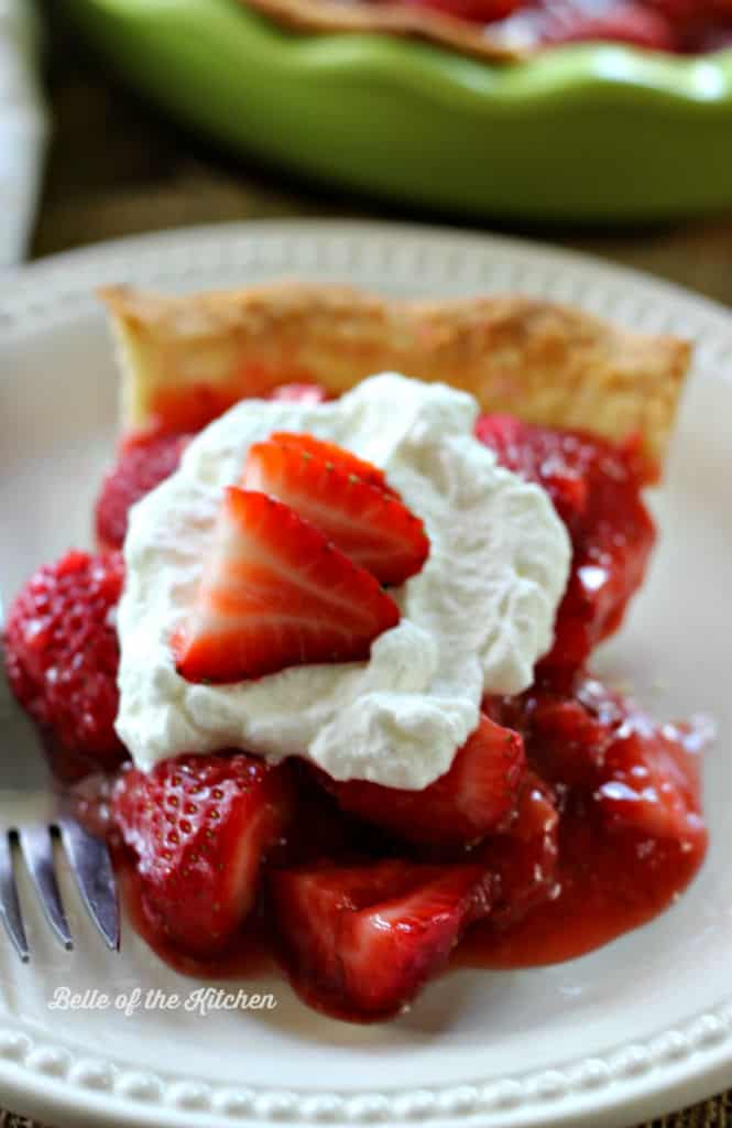 a slice of strawberry pie