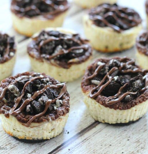 Mini Nutella Swirl Oreo Cheesecakes