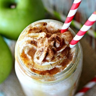 This Caramel Apple Milkshake is the perfect treat as we head into fall! Creamy, delicious, and swirled with cinnamon, it’s like sticking a straw into a caramel apple and slurping up all those yummy fall flavors!