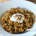 This Pumpkin Banana Bread Baked Oatmeal is warm, comforting, and filled with all the sweet flavors of fall. It's the perfect healthy breakfast for all of those chilly mornings!