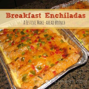 a pan of breakfast enchiladas