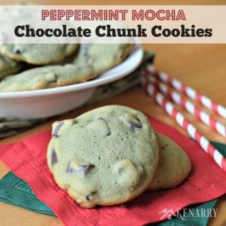 Delicious Peppermint Mocha Chocolate Chunk Cookies from Kenarry: Ideas for the Home - perfect for a Christmas dessert or holiday cookie exchange!
