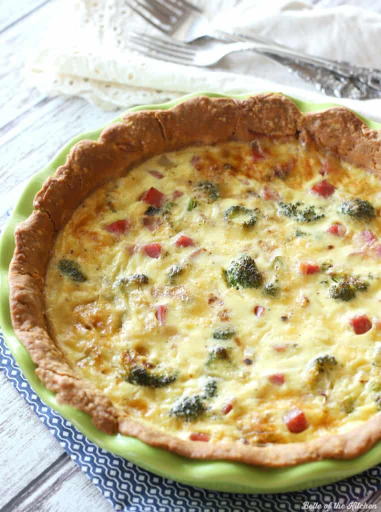 Ham And Broccoli Quiche With Gouda - Belle Of The Kitchen