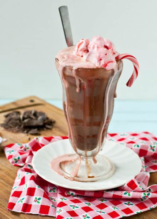 Spiked Hot Chocolate Peppermint Ice Cream Floats