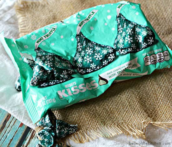 A bag of mint Hershey\'s kisses