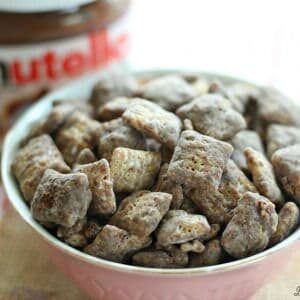 A close up of a bowl of Nutella puppy chow