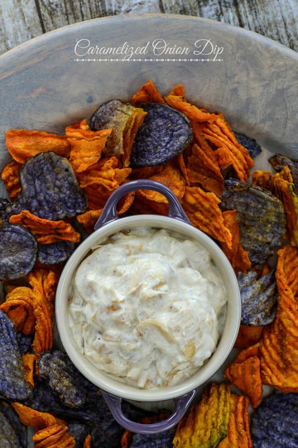 A tray of food, with Hummus