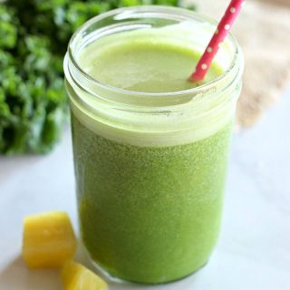 Start your day off right with this Pineapple Kale Smoothie! It's packed with tropical flavor and fresh greens to give you a healthy and refreshing boost to your morning. My toddler is a big fan of this one!