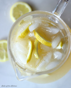 a pitcher filled with lemonade