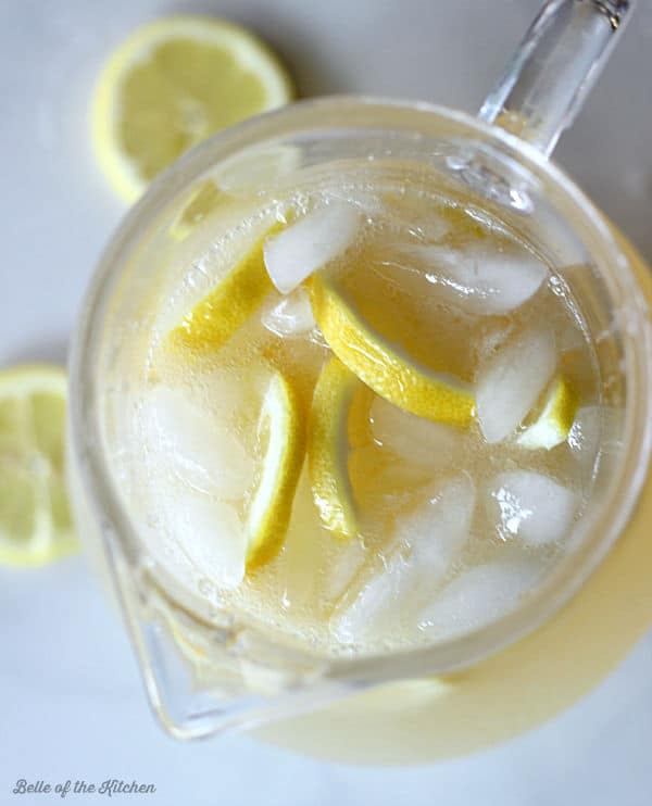 a pitcher full of lemonade