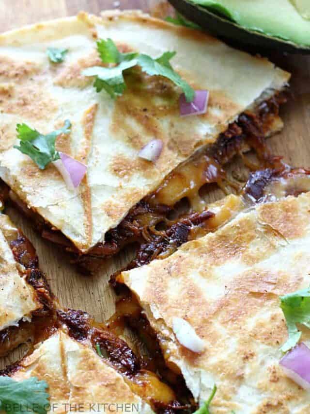 Slow Cooker BBQ Chicken Quesadillas Story Belle of the Kitchen