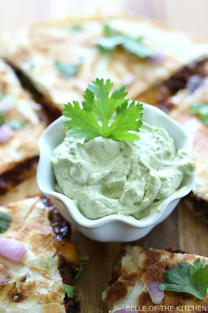 A close up of a bowl of avocado cream