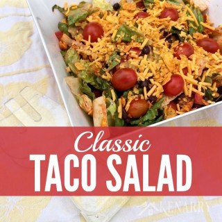 Yum! I love Taco Salad! This recipe is a classic summer side dish, great to bring to a barbecue or picnic with family and friends.