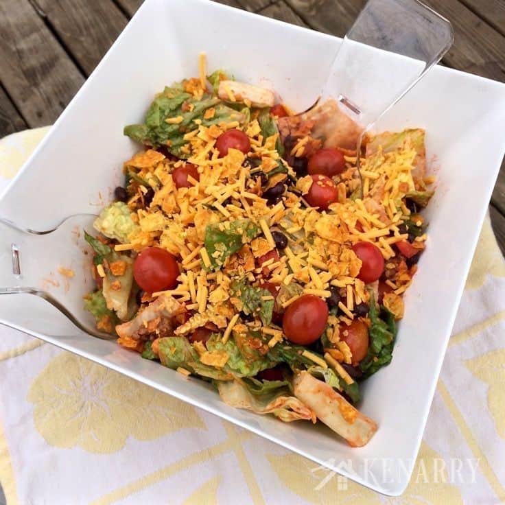 A bowl filled with taco salad