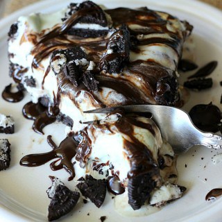 Cookies and Cream Mint Chocolate Chip Ice Cream Pie - the most heavenly pie you will ever eat!