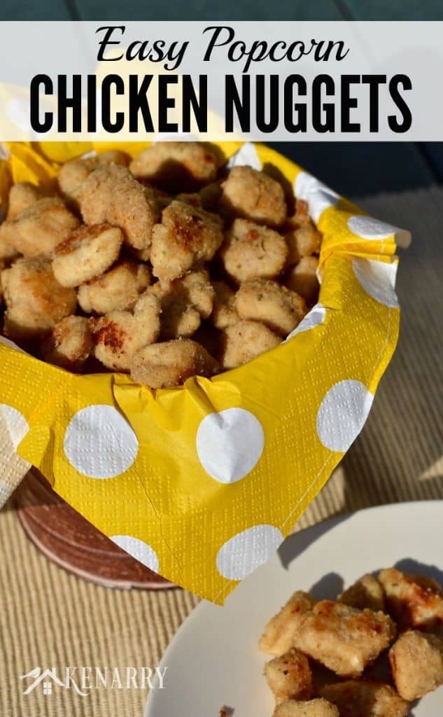 A bowl of chicken nuggets on top of a yellow polka dot napkin