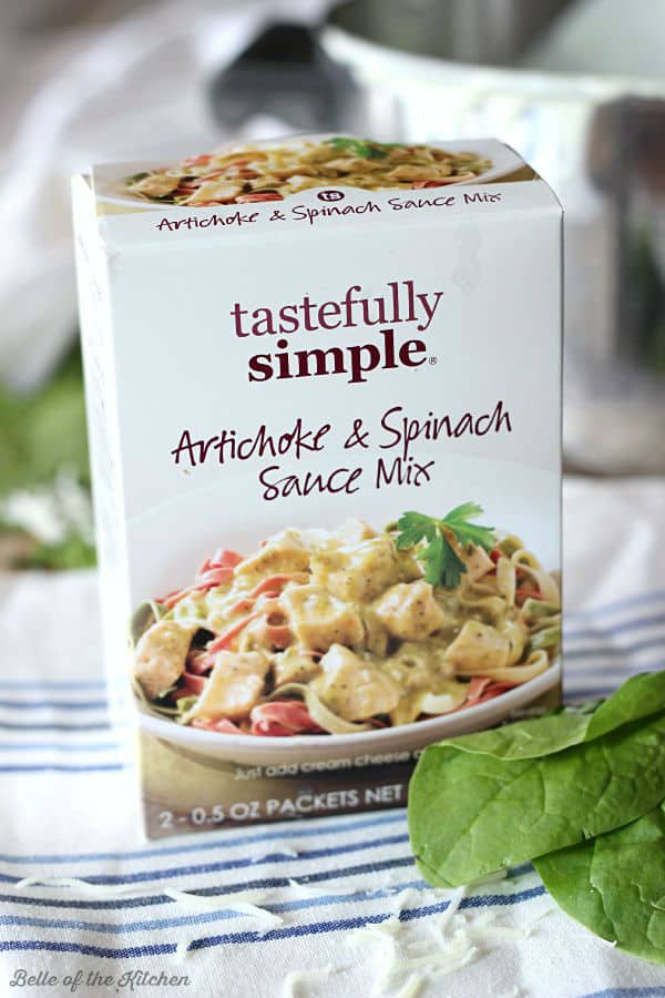 A box of Spinach and artichoke sauce mix