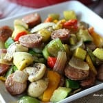 This Chicken and Apple Sausage Vegetable Skillet is an easy, one-pot meal! It's healthy and delicious, and makes a great Paleo or Whole30 dinner solution!