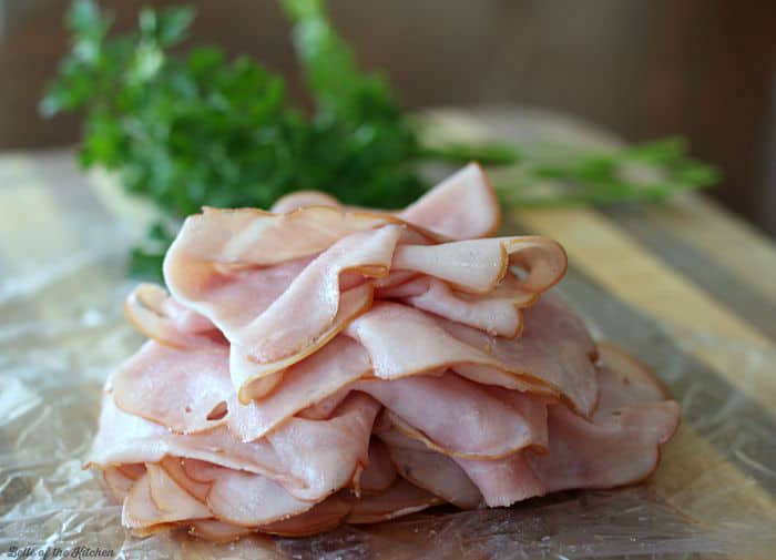 ham slices on a cutting board