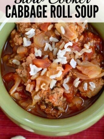 A green bowl of cabbage soup