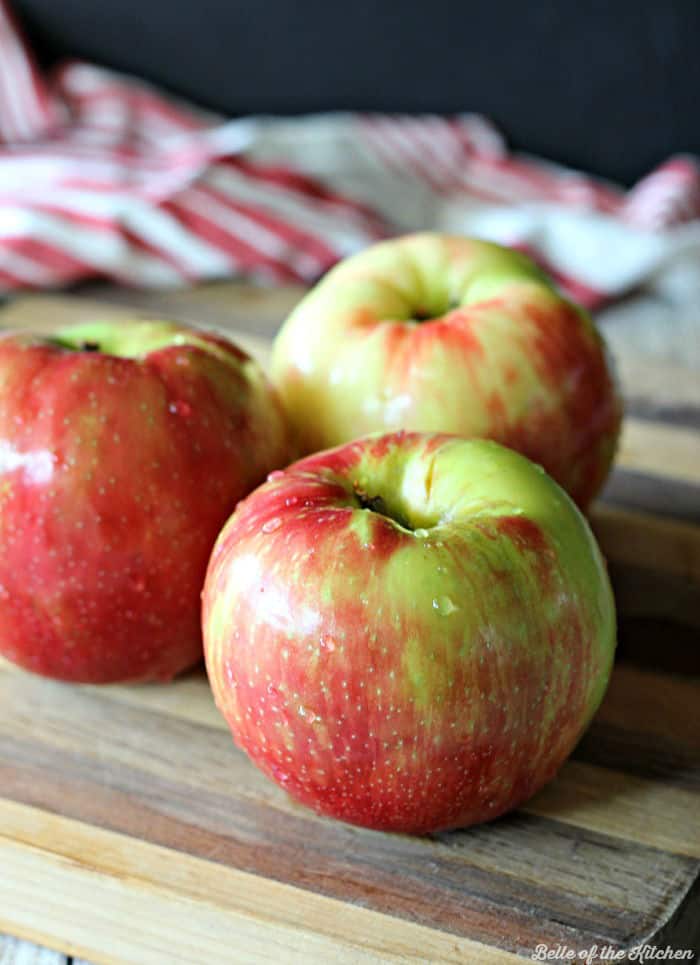 apples on a cutting board