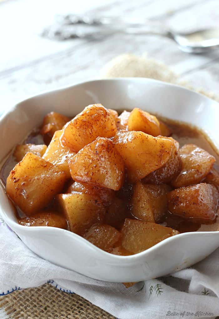 A bowl of baked apples