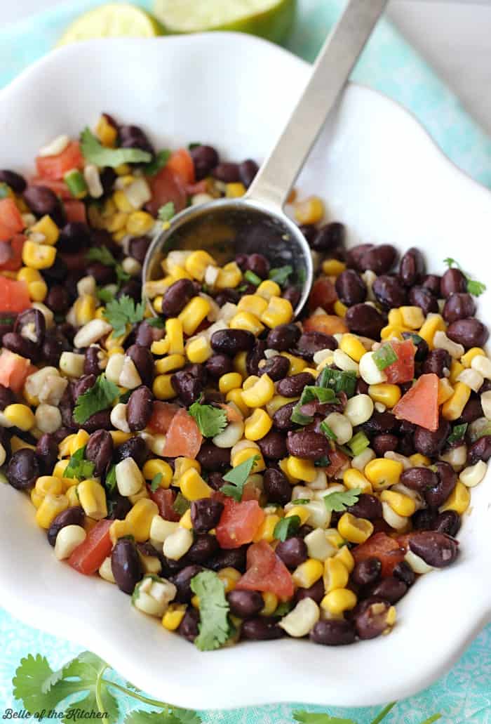 a bowl of corn and black bean salsa