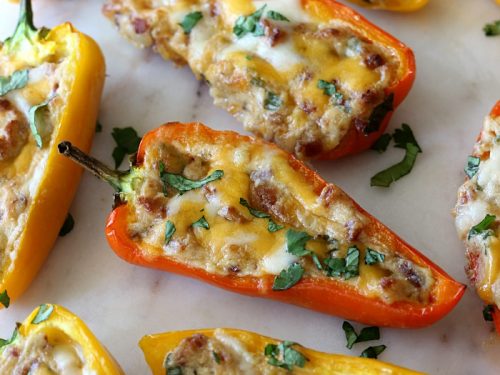 Cheesy Bacon Stuffed Mini Peppers Belle Of The Kitchen