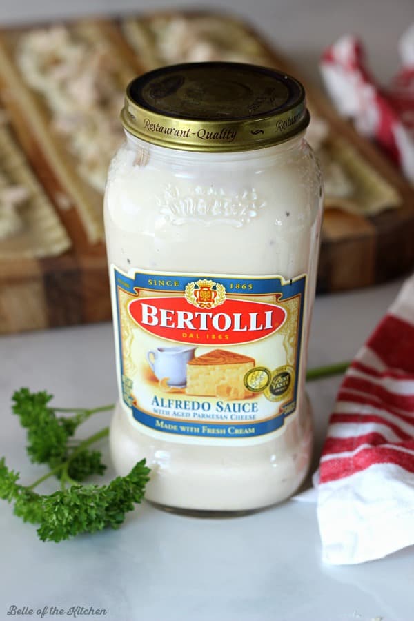 A jar of Alfredo sauce