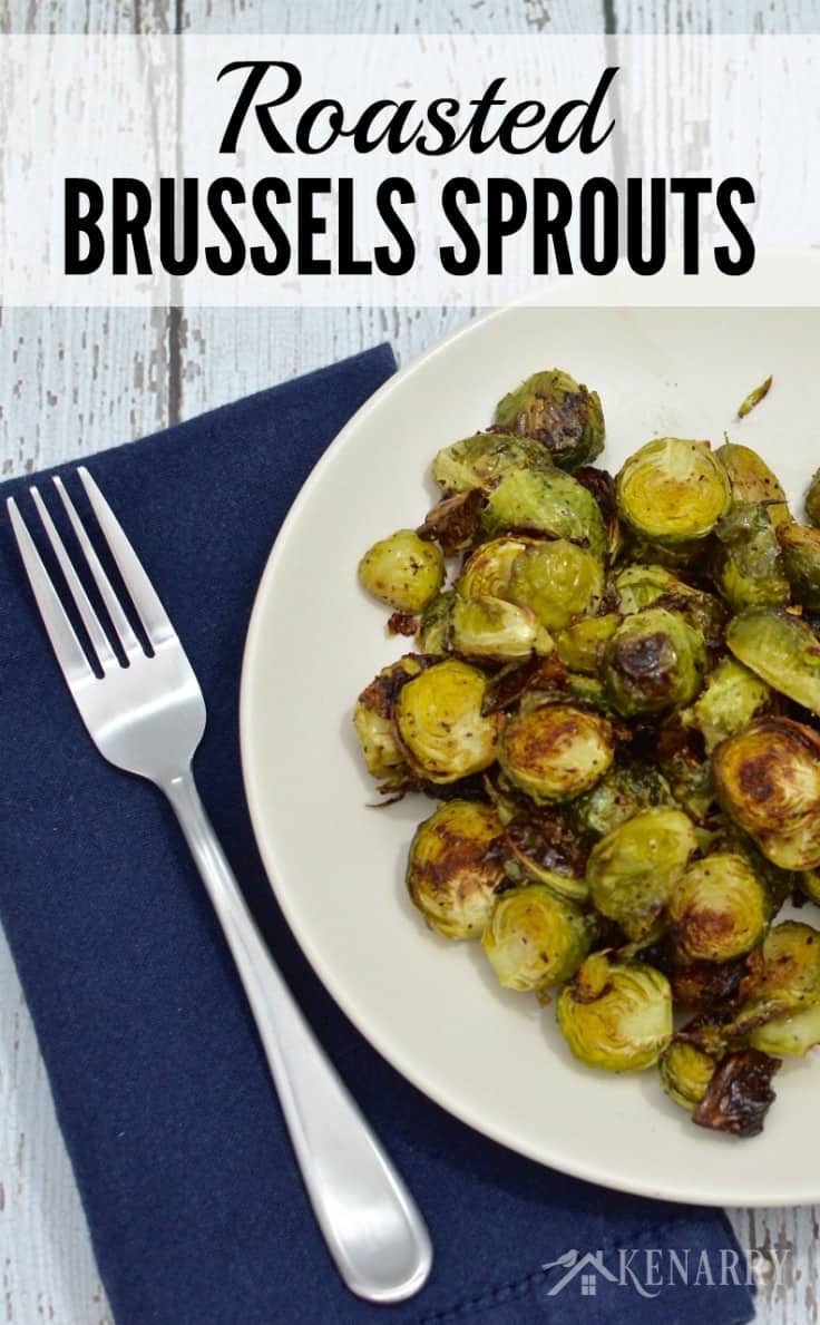 A plate of Brussels sprouts with a fork