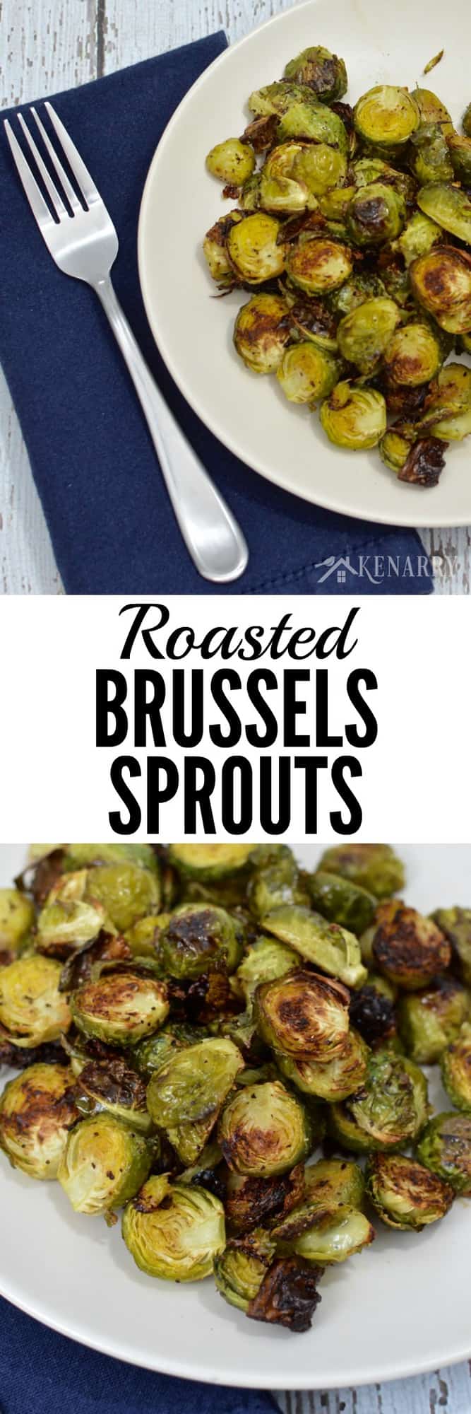 A plate of Brussels sprouts with a fork