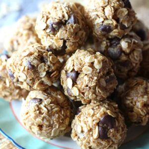A plate coconut almond energy balls