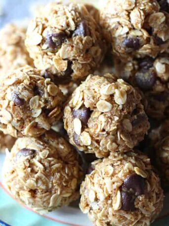 A plate coconut almond energy balls