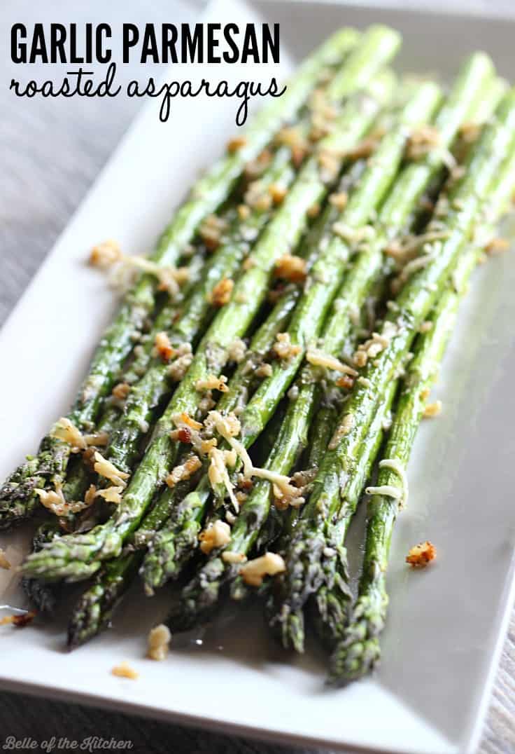 A close up of asparagus and garlic